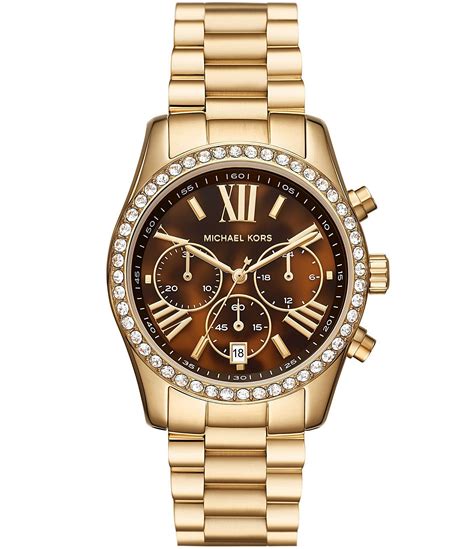 we're price matching michael michael kors lexington chronograph leather strap|Michael Kors Lexington Gold.